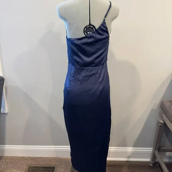 Law Of Attraction Navy Blue One-shoulder Asymmetrical Midi Dress - large NWT - Picture 8 of 10